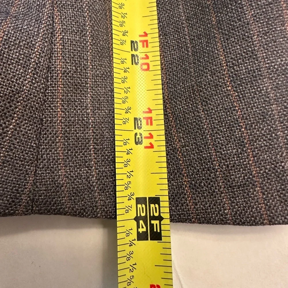 Zero Alta Sartoria 38 R Italian Super 120s Wool Blazer Gray W/ Tan White Stripes
